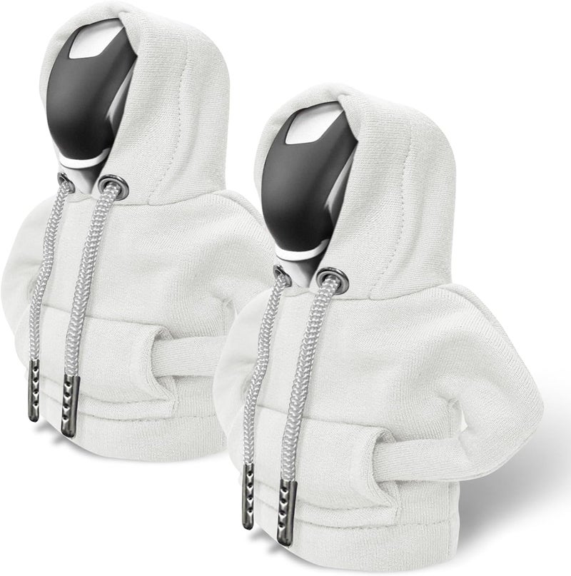 HEVLE Gear Shift Hoodie, Gear Shift Cover, Funny Car Gear Shift Cover, Automotive Interior Cute Gadgets, Automotive Interior Accessories and Decoration (White-2PCS) - Image 1